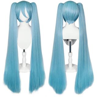 Peruca Ebingoo Blue Long Straight Sintética para Mulheres com Franja