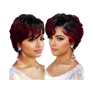 Peruca Feminina De Cabelo Humano Com Renda Frontal 13x4, Corte Pixie, Ondas Naturais, Curt