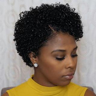 Peruca JANATOUCH Short Curly Pixie Cut 15 cm, cabelo humano, renda frontal