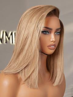 Peruca LUVME HAIR Ash Blonde Blunt Cut Bob 30 cm de cabelo humano