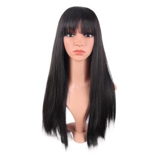 Peruca MapOfBeauty, cabelo sintético longo e reto, 60 cm com franja