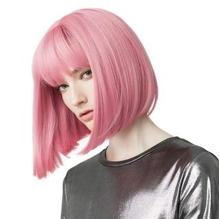Peruca REECHO Short Bob 11 polegadas com franja, cabelo sintético, rosa princesa