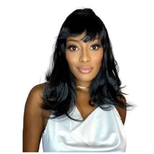 Peruca Wig Normal Lisa Com Franja Reta 40cm Preta