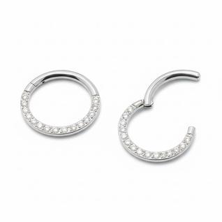 Piercing Argola Articulada Titânio com Zircônias Para Septo e Daith