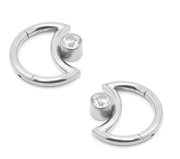 Piercing Lua Com Pedra Zircônia em Titânio para Daith