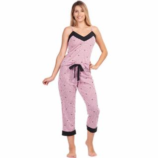 Pijama Feminino Capri Calça Pescador Listrado Floral Linha Noite