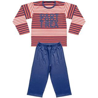 Pijama Juvenil Look Jeans Longo Listra Laranja - LARANJA - 10