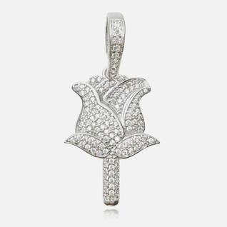 Pingente Cravejado de Prata 925 Rosa ICED Estiloso Banhado