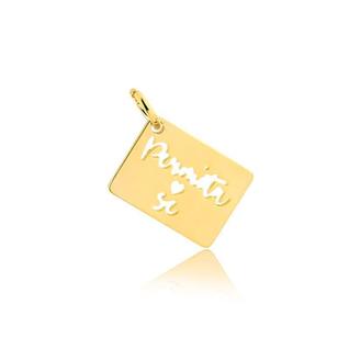 Pingente Placa Permita-Se Com Frase Escrita Folheado A Ouro