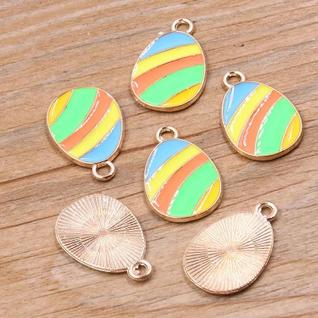 Pingentes De Liga Metálica Em Formato De Ovos De Páscoa 14x22mm, 10 Peças, 12 Estilos, Par