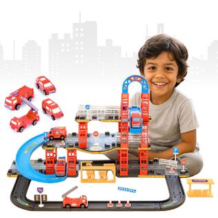 Pista De Carrinhos Bombeiros Brinquedo Infantil Corrida
