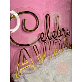 placa de acrilico frase celebre a vida ! - 50x30cm acrilico espelhado
