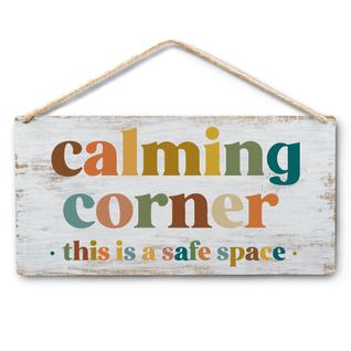 Placa de madeira Absnfatu Calming Corner Safe Space 30x15cm