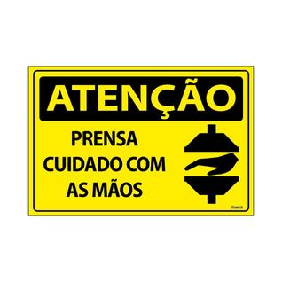 Placa De Sinalização Atenção Prensa Cuidado Com As Mãos 30x20 Ecom IA - SA14 F9e