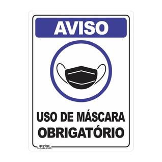 Placa de Sinalização Aviso Uso de Máscara Obrigatório