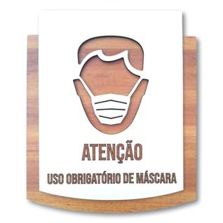 Placa De Sinalização  Uso de Máscara - MDF 15x13cm