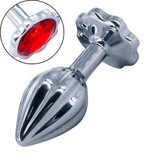 Plug Anal Com Joia e Textura de Listras Verticais Tamanho P