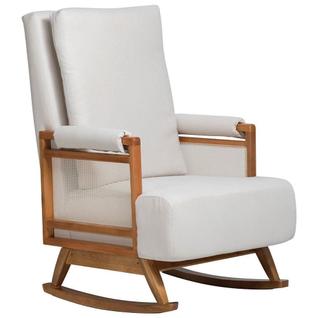 Poltrona De Amamentação Com Balanço Base Nina Líria D02 Linho Off White B-410 - Lyam Decor