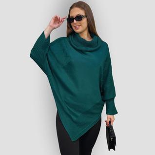 Poncho Bico Tricot Gola Alta Punho Feminino Inverno Casaco