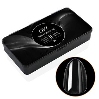 Pontas de unhas postiças esculpidas em ciclismo em amêndoa média x600