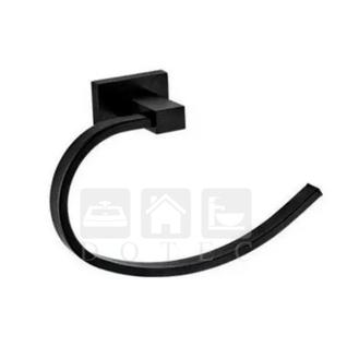 Porta Toalha Rosto Redondo De Metal Preto Fosco Black Matte