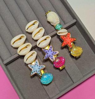 Prendedor de Cabelo Bico de Pato Conchas Búzios Estrela do Mar /Grampo/ Moda Praia Verão A