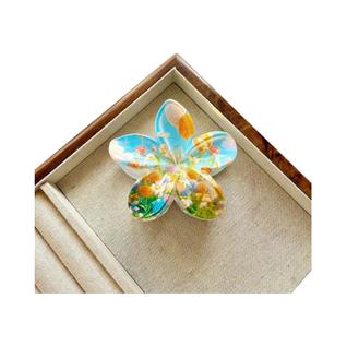 Presilha De Cabelo Feminina Elegante Com Flor Havaiana De 8cm, Presilha Tipo Garra De Tuba