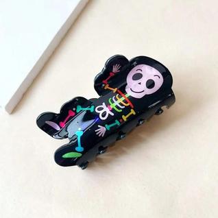 Presilhas de Cabelo Acrílicas com Desenho de Esqueleto, Aranha, Morcego, Fantasma e Tubarã