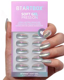 Press On Nails Battbox Chrome Cat Eye Almond Short