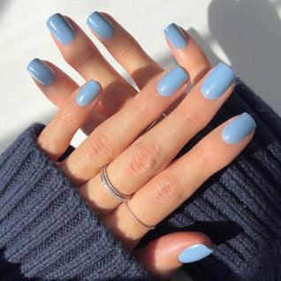 Press On Nails Glamnetic Cashmere Blue Opaco Short Squoval