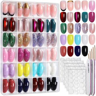 Pressione as unhas FANDAMEI 24 cores oval Cat Eye Short