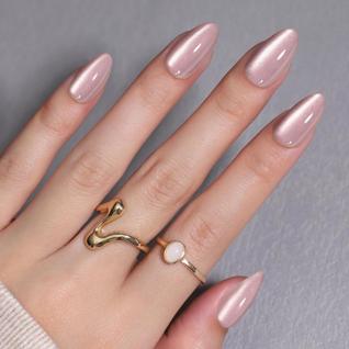 Pressione as unhas ShangMeng Pink Cat Eye Soft Gel em forma de amêndoa