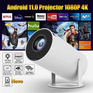 Projetor De Imagem HY300 4K Com Espelhamento WiFi Bluetooth Ideal Para Filmes Games Cinema