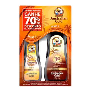 Protetor Solar Australian Gold FPS 30 Spray Gel 237ml + Ganhe 70% Desconto no Bronzeador A