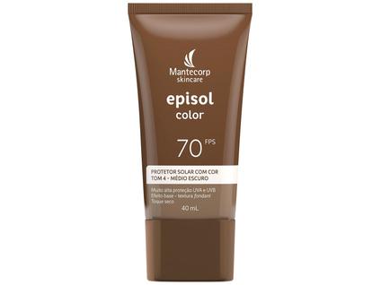 Protetor Solar Episol Color Tom Médio Escuro T4 FPS 70 Loção com Efeito de Base 40ml
