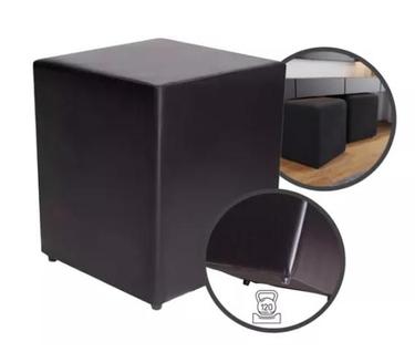 Puff Decorativo Cubo Preto 42x35cm  Suporta 120kg  Revestimento Sintético  New Back