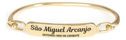 Pulseira Bracelete Unissex Gravura Arcanjo Miguel Defesa Fé Anjo Protetor Religião