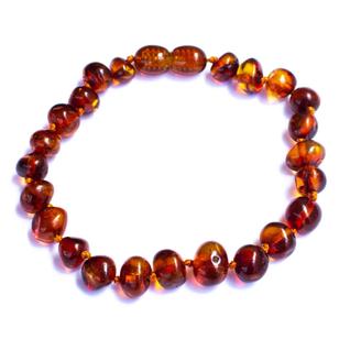 Pulseira e Tornozeleira 18cm Âmbar Báltico Mel Escuro Polido