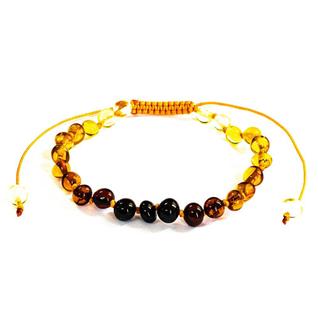 Pulseira e Tornozeleira Regulável (15cm) Âmbar Báltico Arco-Íris Polido