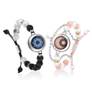Pulseiras TOTWOO Long Distance Touch para casais com pedras preciosas