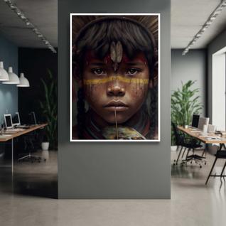 Quadro com Moldura India Selva Amazonica Brasil Decorativo Grande Sala Quarto Hall Escritó