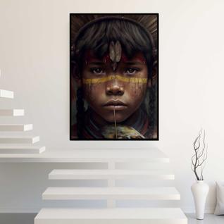 Quadro com Moldura India Selva Amazonica Brasil Decorativo Grande Sala Quarto Hall