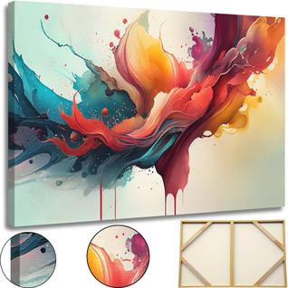 Quadro Decorativo Abstrato Fantasia Explosao Cores Vivas Fantasia Tela Tecido Canvas Alta 
