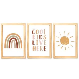 Quadro Decorativo Infantil Boho Sol Arco-íris Cool Kids