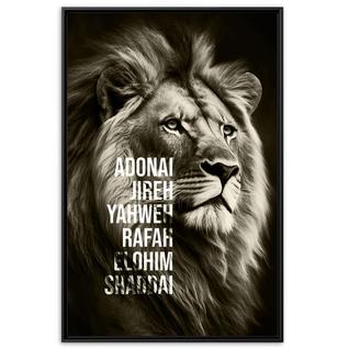 Quadro Decorativo Leão de Judá Deus Jesus em Canvas 53x43cm