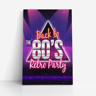 Quadro Retro Party Festa Back to the 80's Canvas 60x40cm