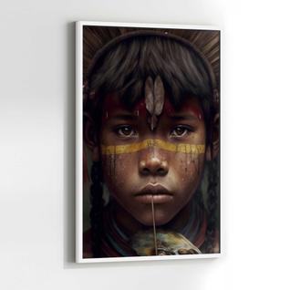 Quadros Decorativos com com Moldura India Selva Amazonica Brasil Vertical para Sala Quarto