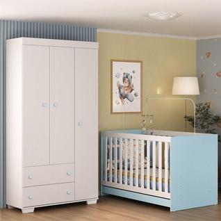 Quarto Infantil com Berço 3 em 1 e Guarda-Roupas Algodão Doce Multimóveis MP4247