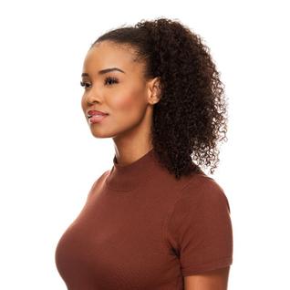 Rabo de Cavalo Cabelo Natural Cacheado 50cm Textura Curly De Benguela 100g ,Castanho Escur