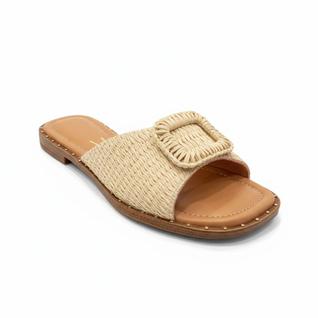 Rasteira Vizzano Feminina Natural Palha Chic Casual -